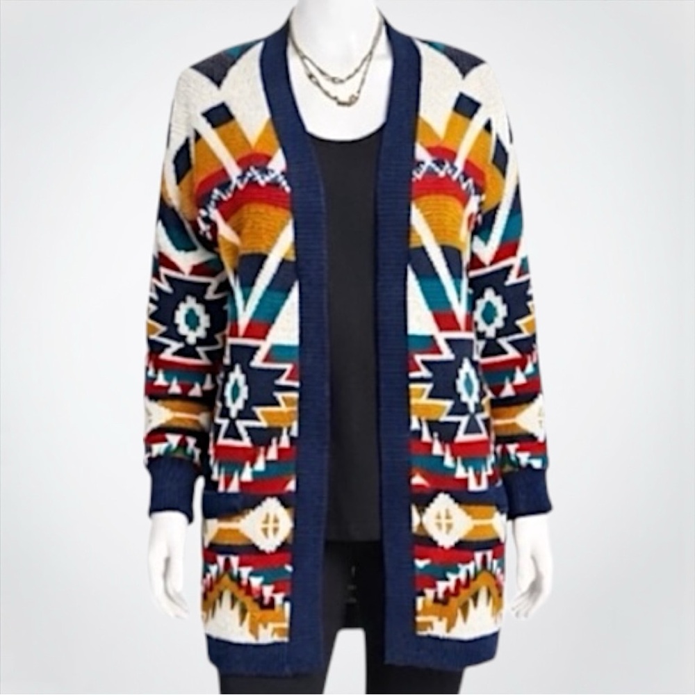 Divided by H&M Aztec Print Open-Front Cardigan Sweater